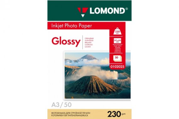 изображение Глянцевая фотобумага Lomond (А3, 230 г/м2), 50 листов