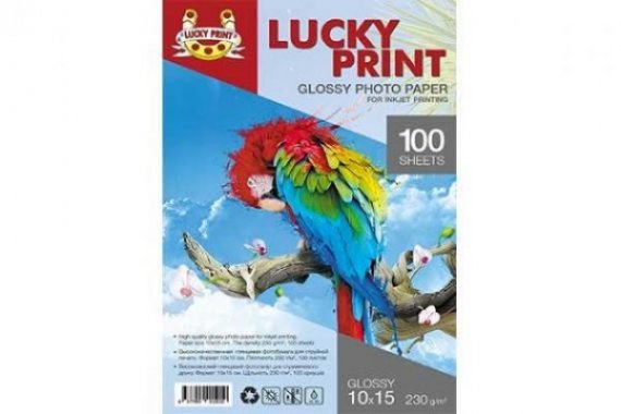 изображение Глянцевая фотобумага Lucky Print для Epson Colorio EP-708A (10*15, 230 гр/м2), 100 листов