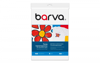 Термотрансферная бумага Barva Thermal transfer для светлых тканей A4, 165г/м2, 5 листов