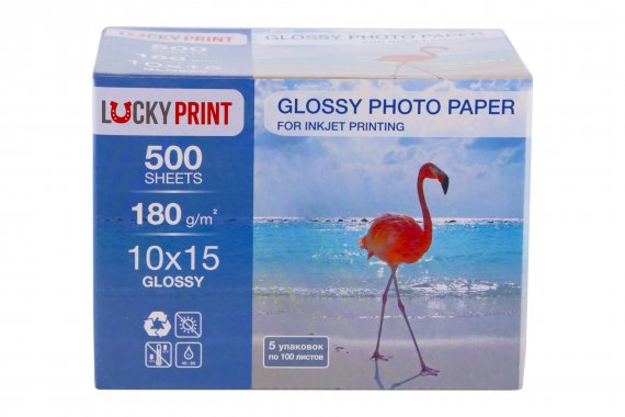 изображение Глянцевий фотопапір Lucky Print (10*15, 180г/м2),500 аркушів