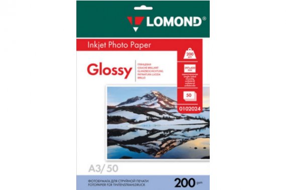 изображение Глянцевий фотопапір Lomond (А3, 200 г/м2), 50 аркушів