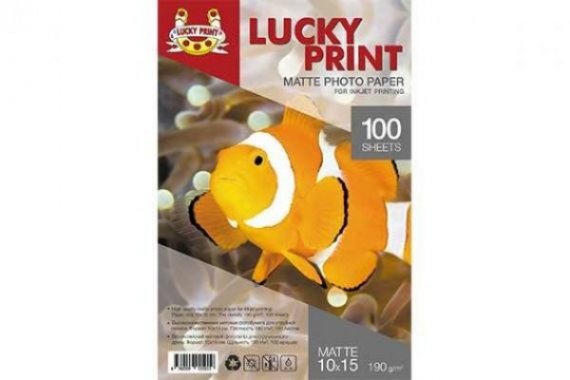 изображение Матовий фотопапір Lucky Print для Epson WorkForce WF-7620 (10*15, 190г/м2), 100 аркушів