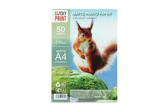 изображение Матовий фотопапір Lucky Print (А4,230 г/м2), 50 аркушів